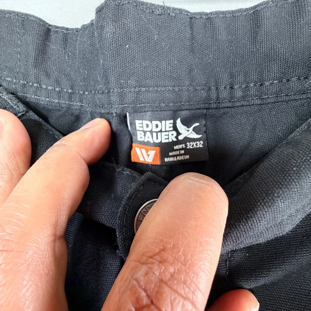 Eddie Bauer Mens Canvas Utility Pants Black Workwear Straight Leg 32x32 1751319